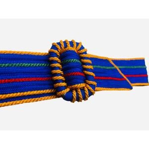 Womens Bright Multicolor Woven Belt Royal Blue, Yellow, Red and Green 34” Lx2” W